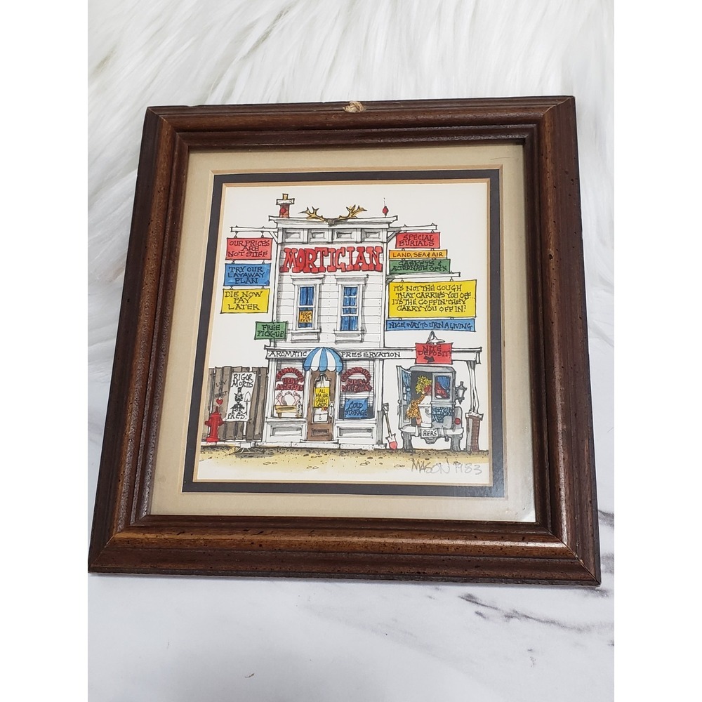 Vintage 1983 Signed Roger Mason Watercolor Framed‎ Print MORTITIAN
